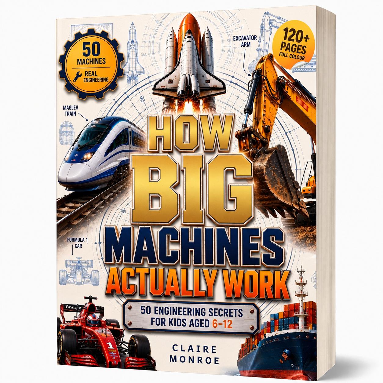 How Big Machines Actually Work: 50 Engineering Secrets for Kids Aged 6–12 (8.5 x 11 inch Full-Color) - Claire Monroe Books
