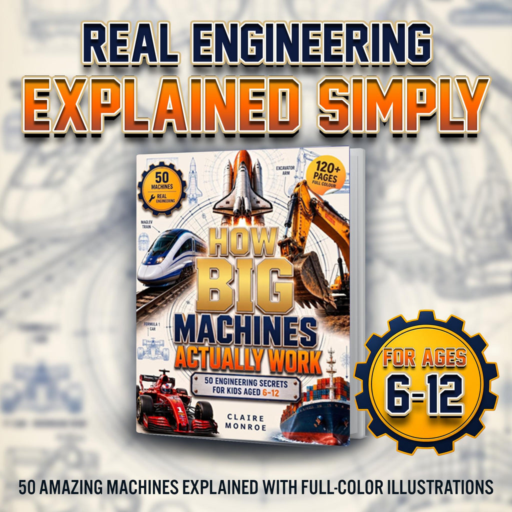 How Big Machines Actually Work: 50 Engineering Secrets for Kids Aged 6–12 (8.5 x 11 inch Full-Color) - Claire Monroe Books