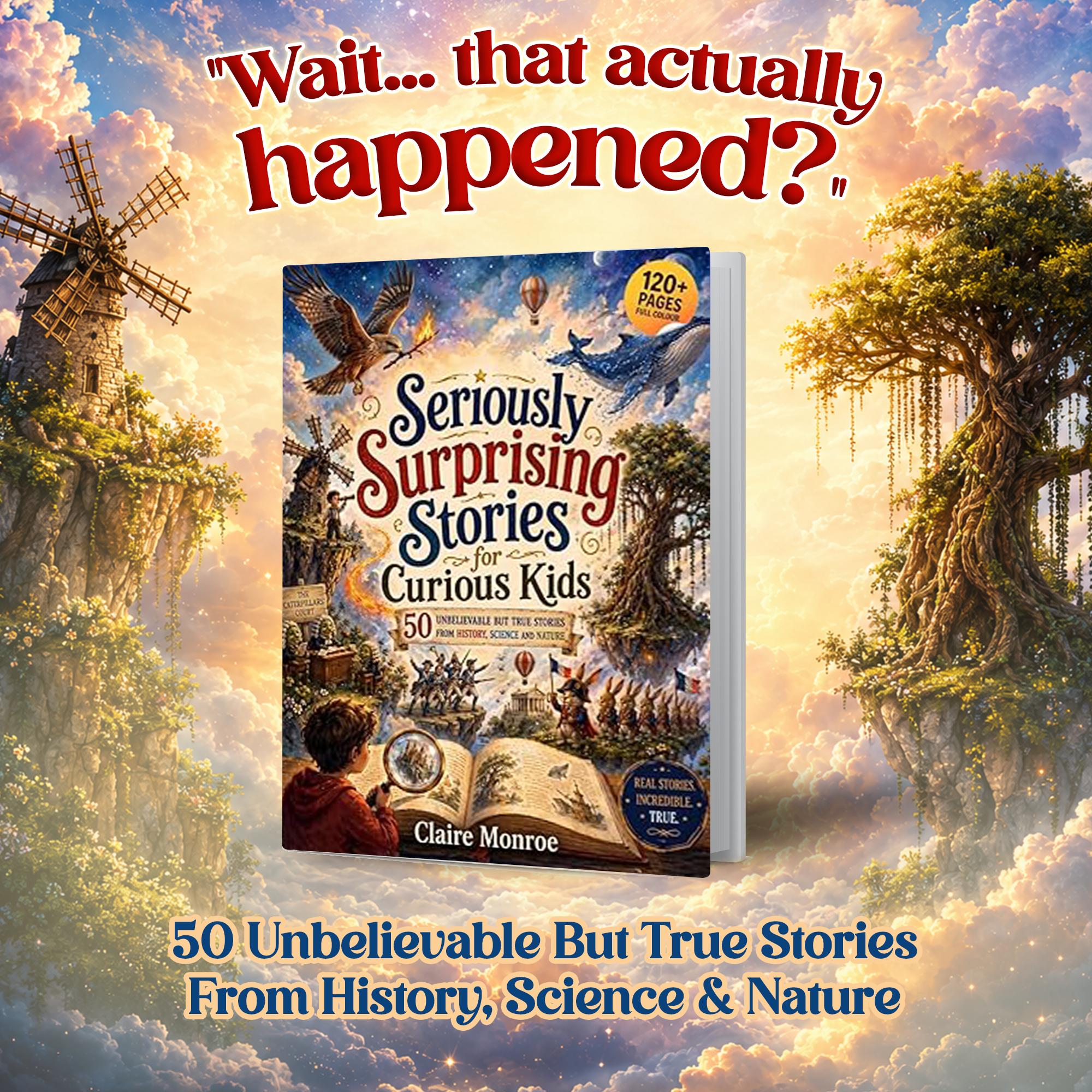 Seriously Surprising Stories for Curious Kids: 50 Unbelievable But True Stories From History, Science and Nature (8.5 x 11 inch Full-Color) - Claire Monroe Books