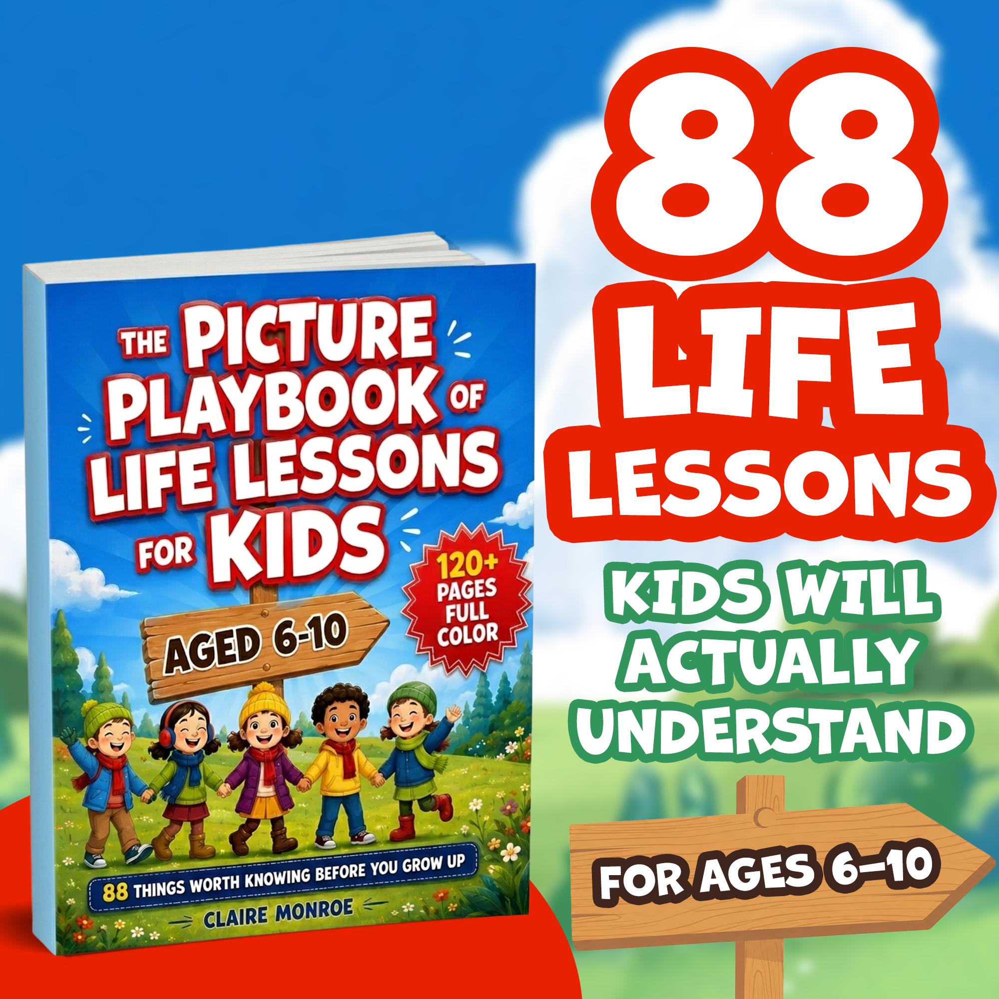 The Picture Playbook of Life Lessons For Kids Aged 6 to 10: 88 Things Worth Knowing Before You Grow Up (8.5 x 11 inch Full-Color) - Claire Monroe Books