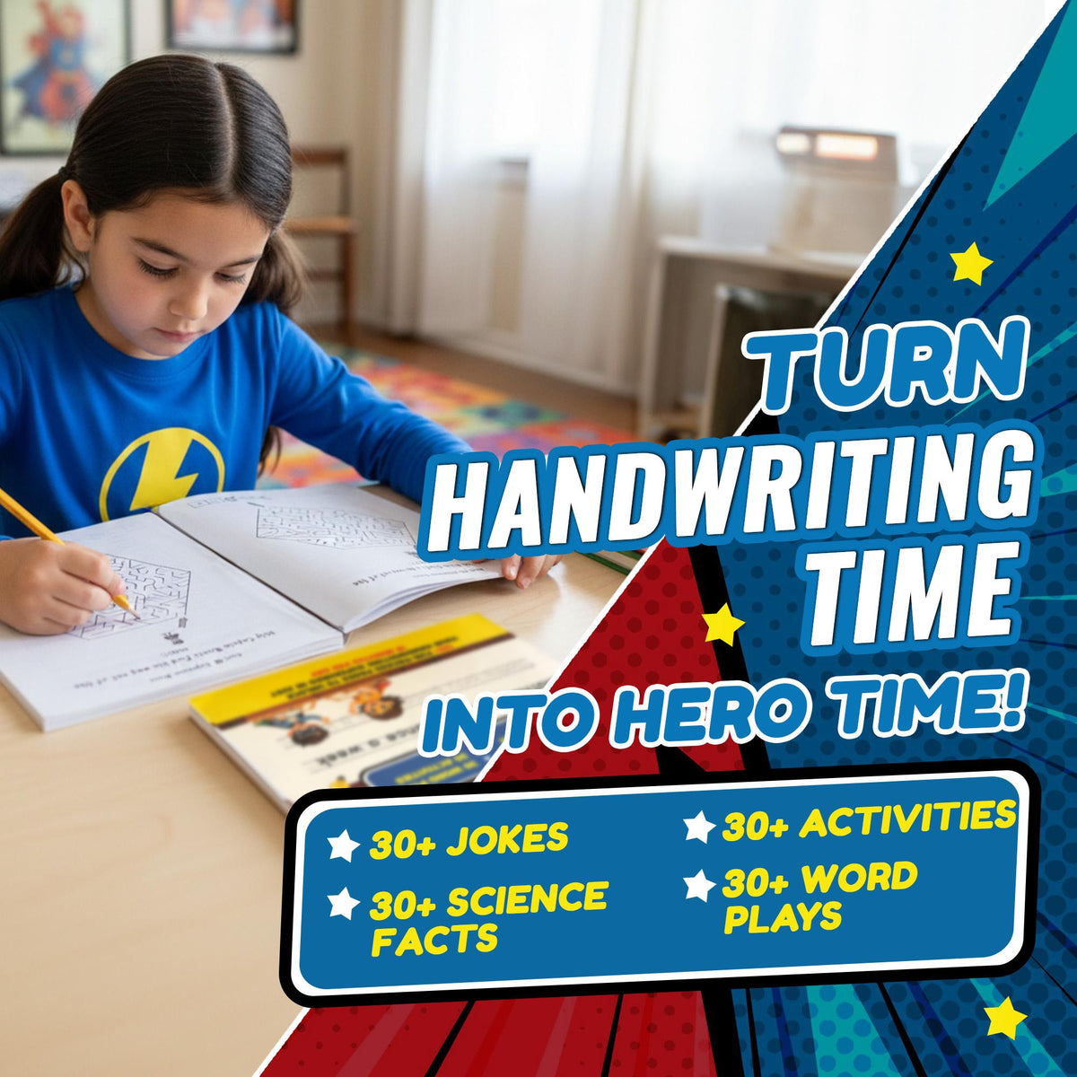 The Superhero Print Handwriting Practice Workbook for Kids Ages 6 to 9 - Claire Monroe Books