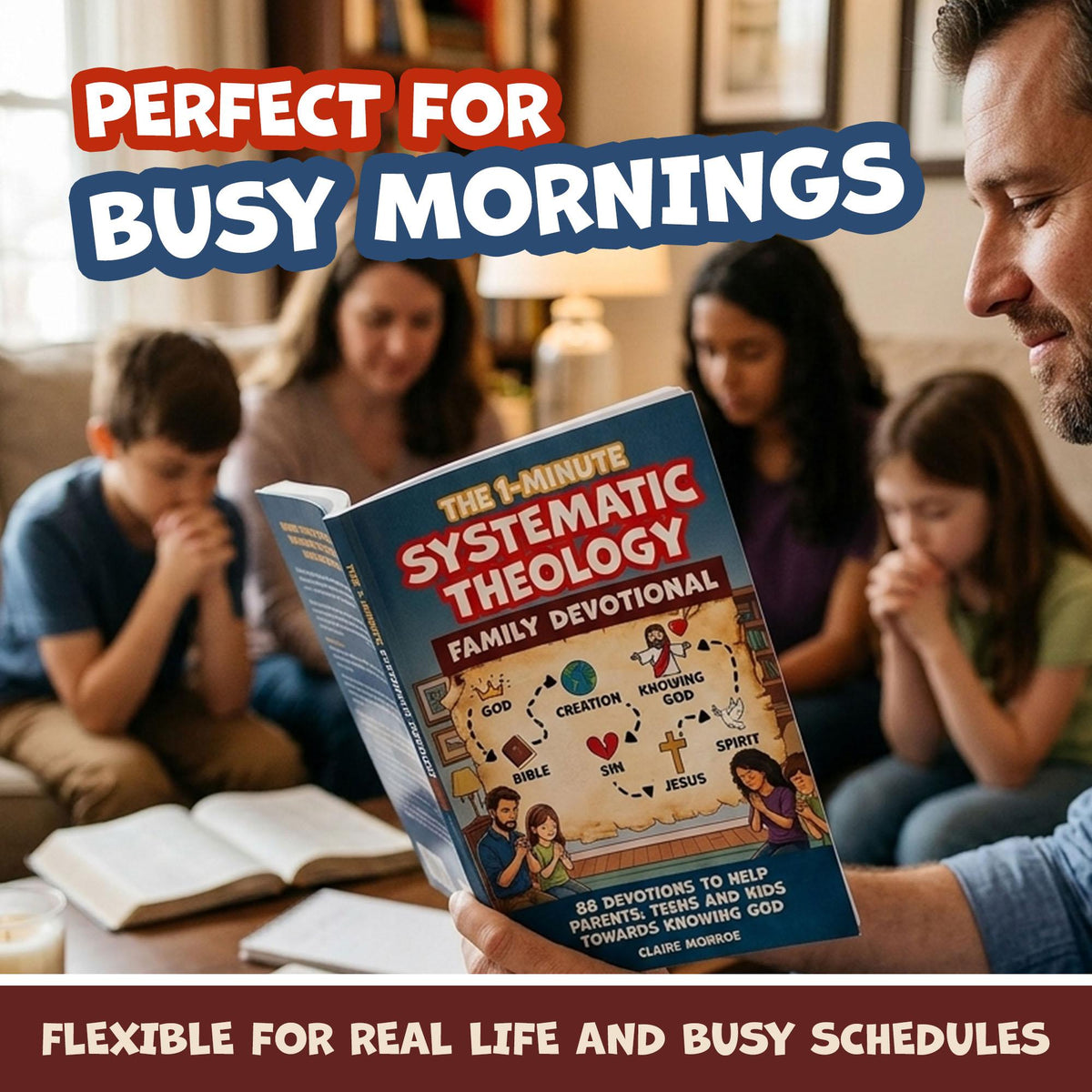 1-Min Systematic Theology Family Devotional: 88 Concepts towards Knowing God, Building Christian Faith and Understanding the Bible (6 x 9 inch B&W) - Claire Monroe Books
