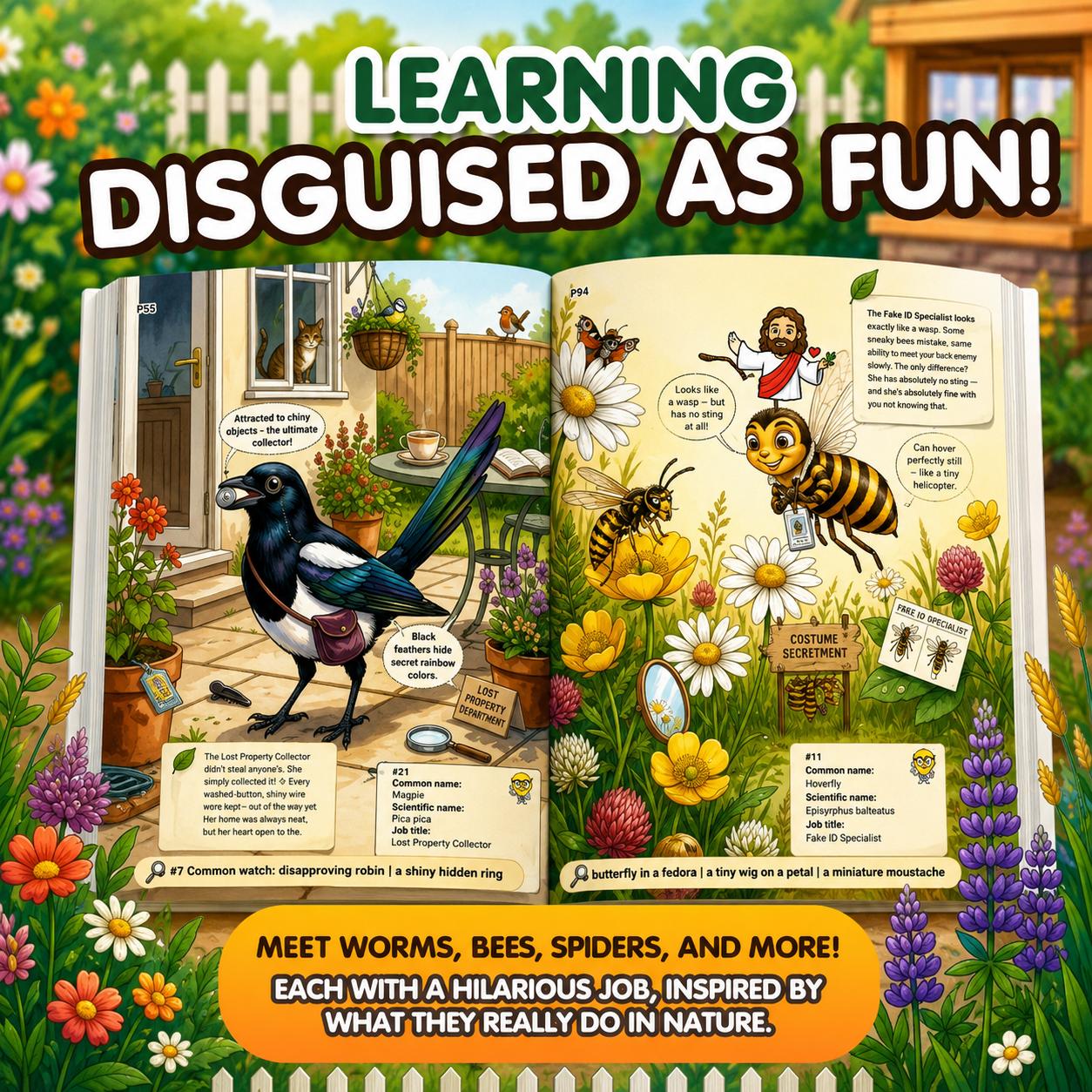 The Secret Jobs of Backyard Creatures For Kids Aged 6 to 10: An Illustrated Fun Animal Encyclopedia To Learn About Nature (8.5 x 11 inch Full-Color) - Claire Monroe Books