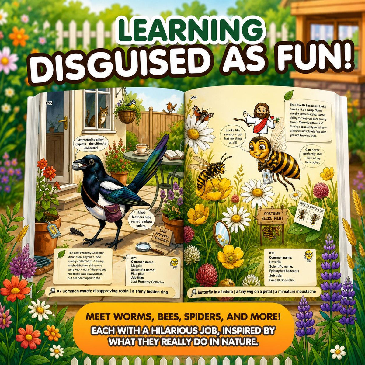 The Secret Jobs of Backyard Creatures For Kids Aged 6 to 10: An Illustrated Fun Animal Encyclopedia To Learn About Nature (8.5 x 11 inch Full-Color) - Claire Monroe Books
