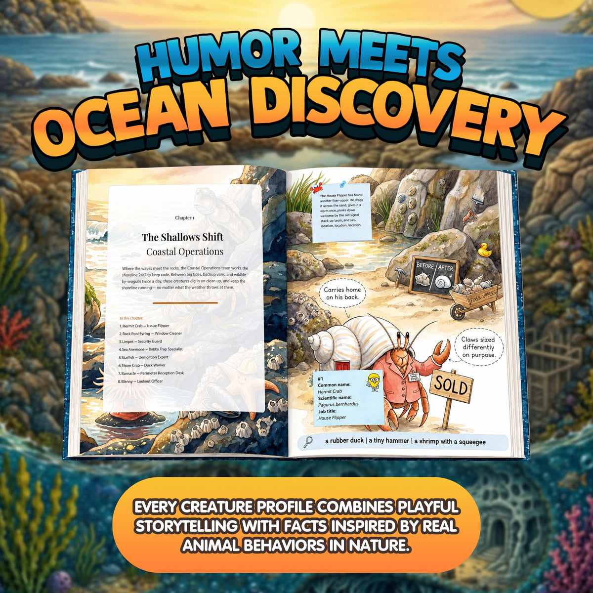 The Secret Jobs of Ocean Creatures For Kids Aged 6 to 10: An Illustrated Fun Animal Encyclopedia To Learn About Nature (8.5 x 11 inch Full-Color) - Claire Monroe Books