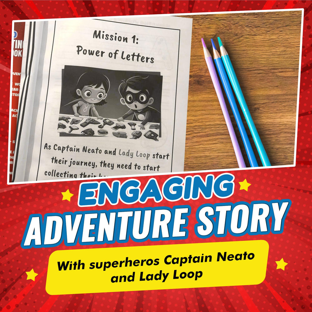 The Superhero Print Handwriting Practice Workbook for Kids Ages 6 to 9 - Claire Monroe Books