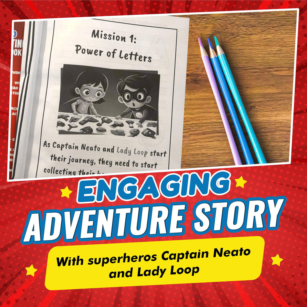 The Superhero Print Handwriting Practice Workbook for Kids Ages 6 to 9 - Claire Monroe Books