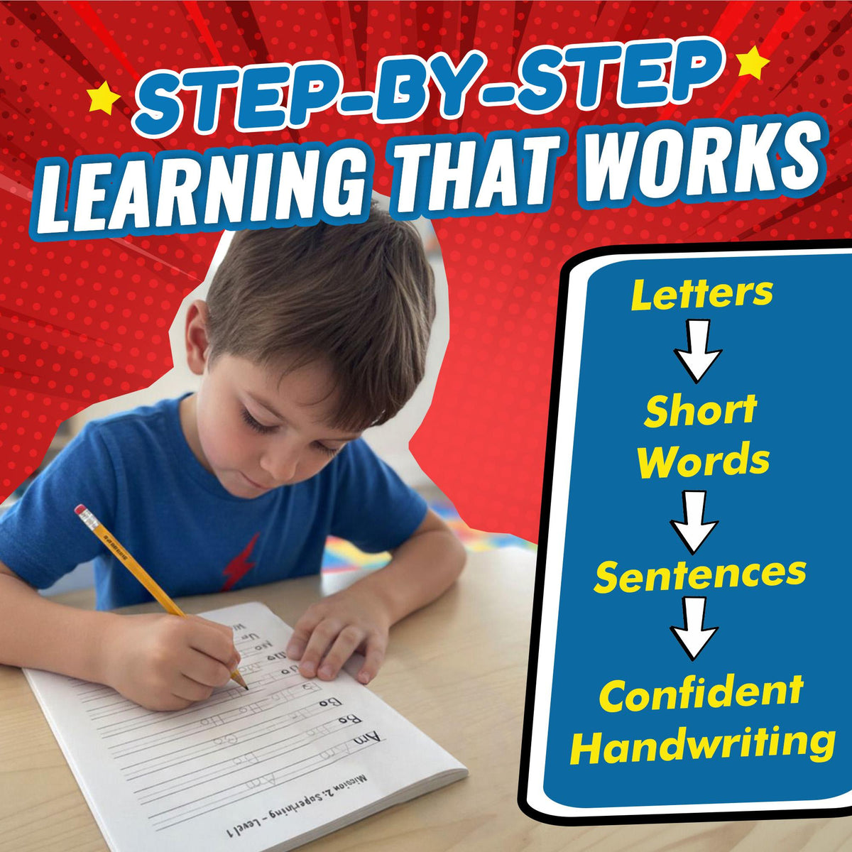 The Superhero Print Handwriting Practice Workbook for Kids Ages 6 to 9 - Claire Monroe Books