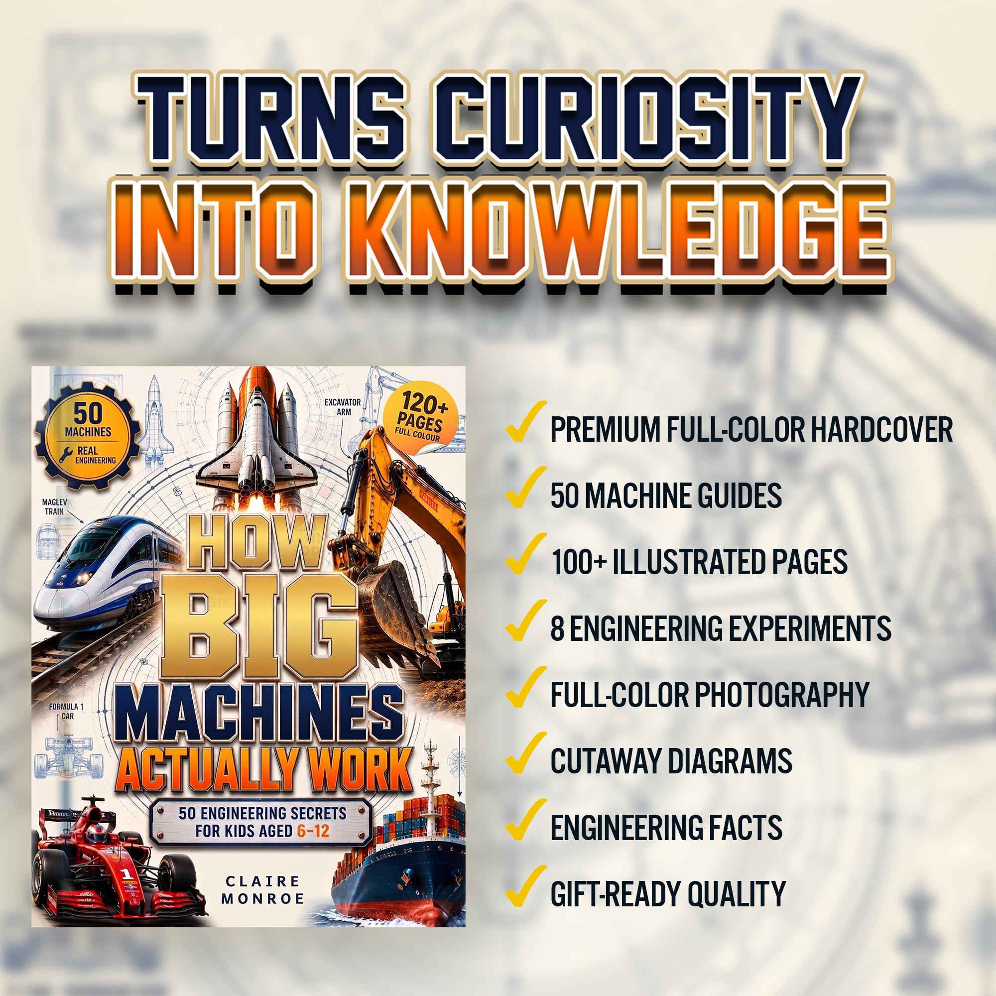 How Big Machines Actually Work: 50 Engineering Secrets for Kids Aged 6–12 (8.5 x 11 inch Full-Color) - Claire Monroe Books