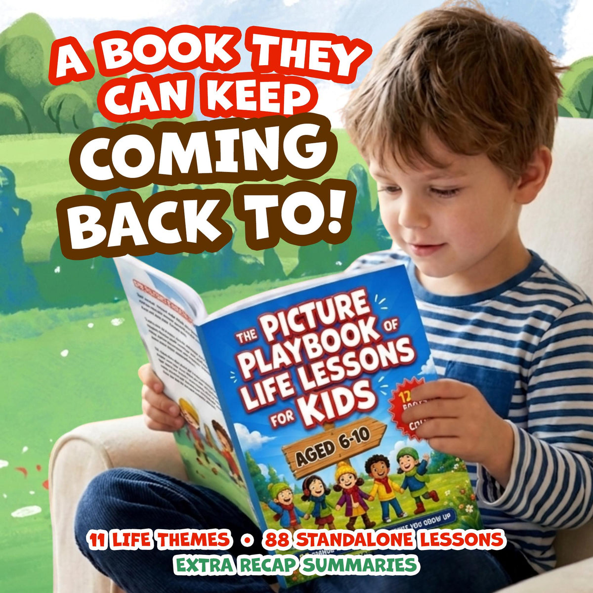 The Picture Playbook of Life Lessons For Kids Aged 6 to 10: 88 Things Worth Knowing Before You Grow Up (8.5 x 11 inch Full-Color) - Claire Monroe Books