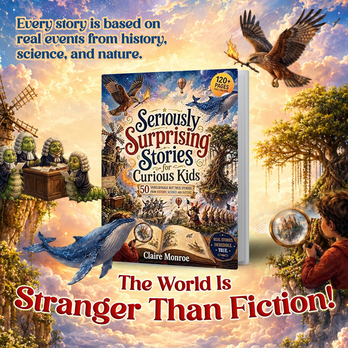 Seriously Surprising Stories for Curious Kids: 50 Unbelievable But True Stories From History, Science and Nature (8.5 x 11 inch Full-Color) - Claire Monroe Books