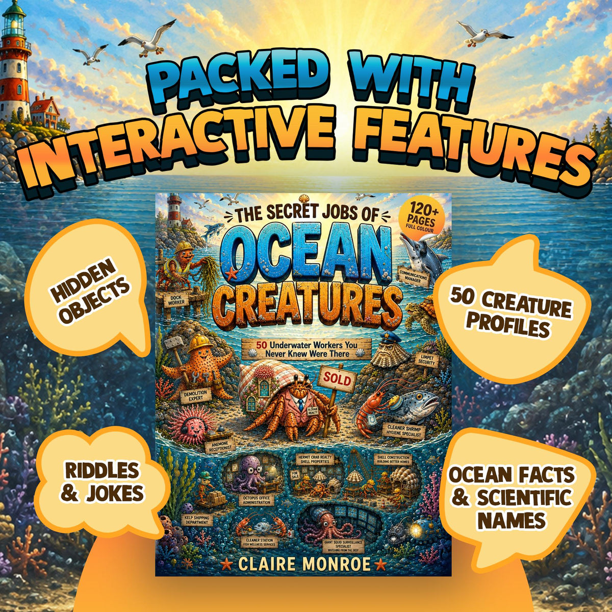 The Secret Jobs of Ocean Creatures For Kids Aged 6 to 10: An Illustrated Fun Animal Encyclopedia To Learn About Nature (8.5 x 11 inch Full-Color) - Claire Monroe Books