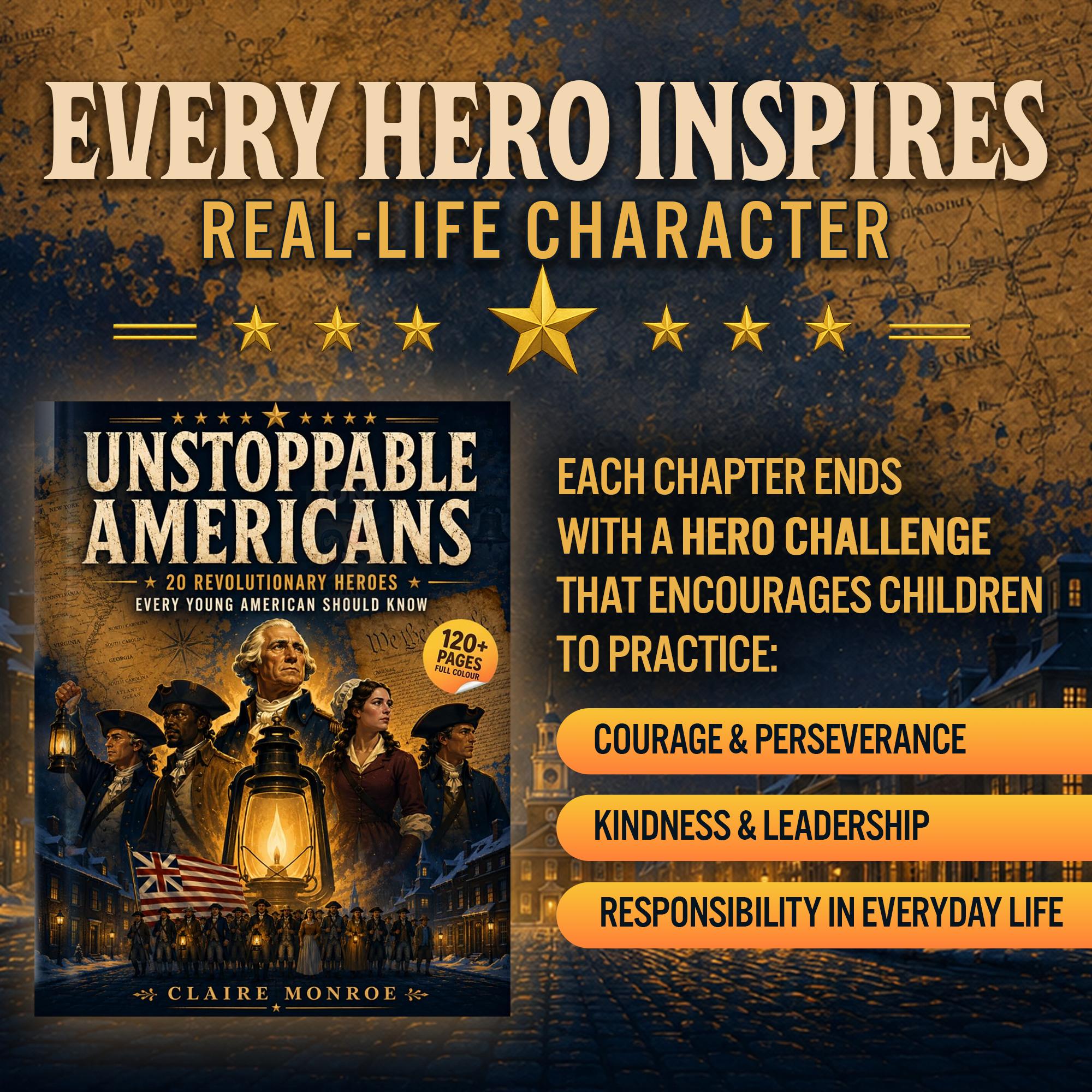 Unstoppable Americans: 20 Revolutionary Heroes Every Young American Should Know (8.5 x 11 inch Full-Color) - Claire Monroe Books