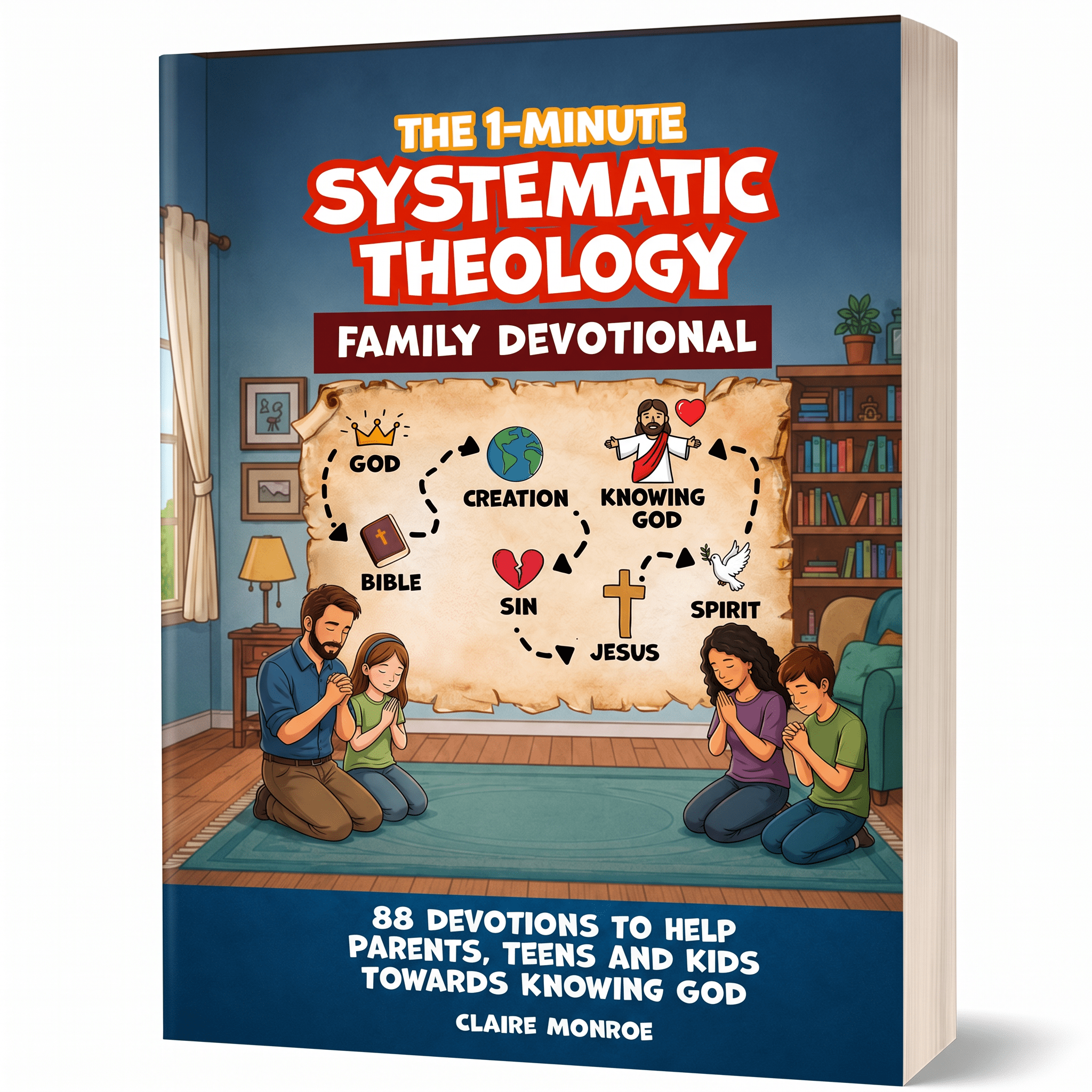 1-Min Systematic Theology Family Devotional: 88 Concepts towards Knowing God, Building Christian Faith and Understanding the Bible (6 x 9 inch B&W) - Claire Monroe Books