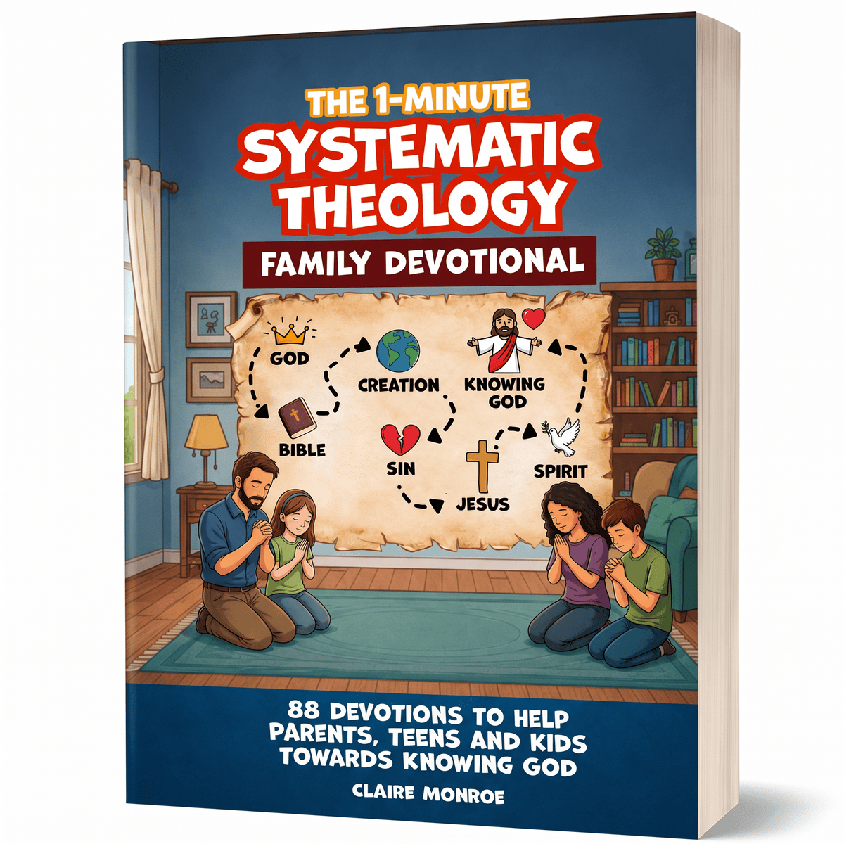 1-Min Systematic Theology Family Devotional: 88 Concepts towards Knowing God, Building Christian Faith and Understanding the Bible (6 x 9 inch B&W) - Claire Monroe Books