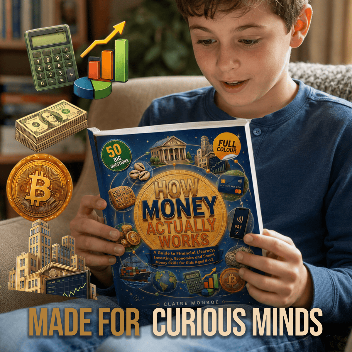 How Money Actually Works: A Guide to Financial Literacy, Investing, Economics and Smart Money Skills for Kids Aged 8-12 (8.5 x 11 inch Full-Color) - Claire Monroe Books