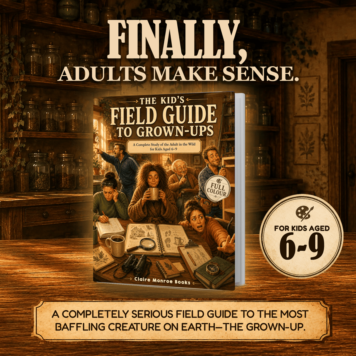 The Kid's Field Guide to Grown-Ups: A Complete Study of the Adult in the Wild for Kids Aged 6-9 (8.5 x 11 inch Full-Color) - Claire Monroe Books
